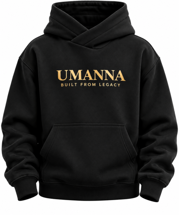 Black heavyweight UMANNA crossover hoodie