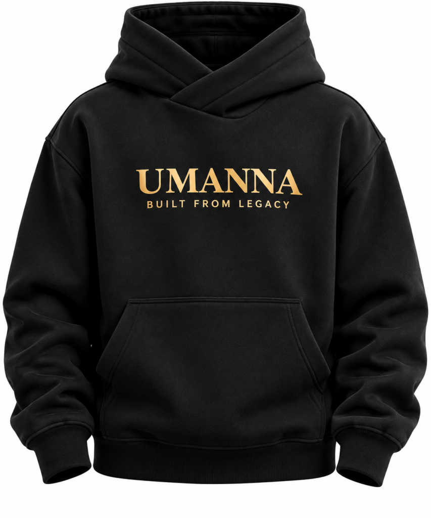 Black heavyweight UMANNA crossover hoodie