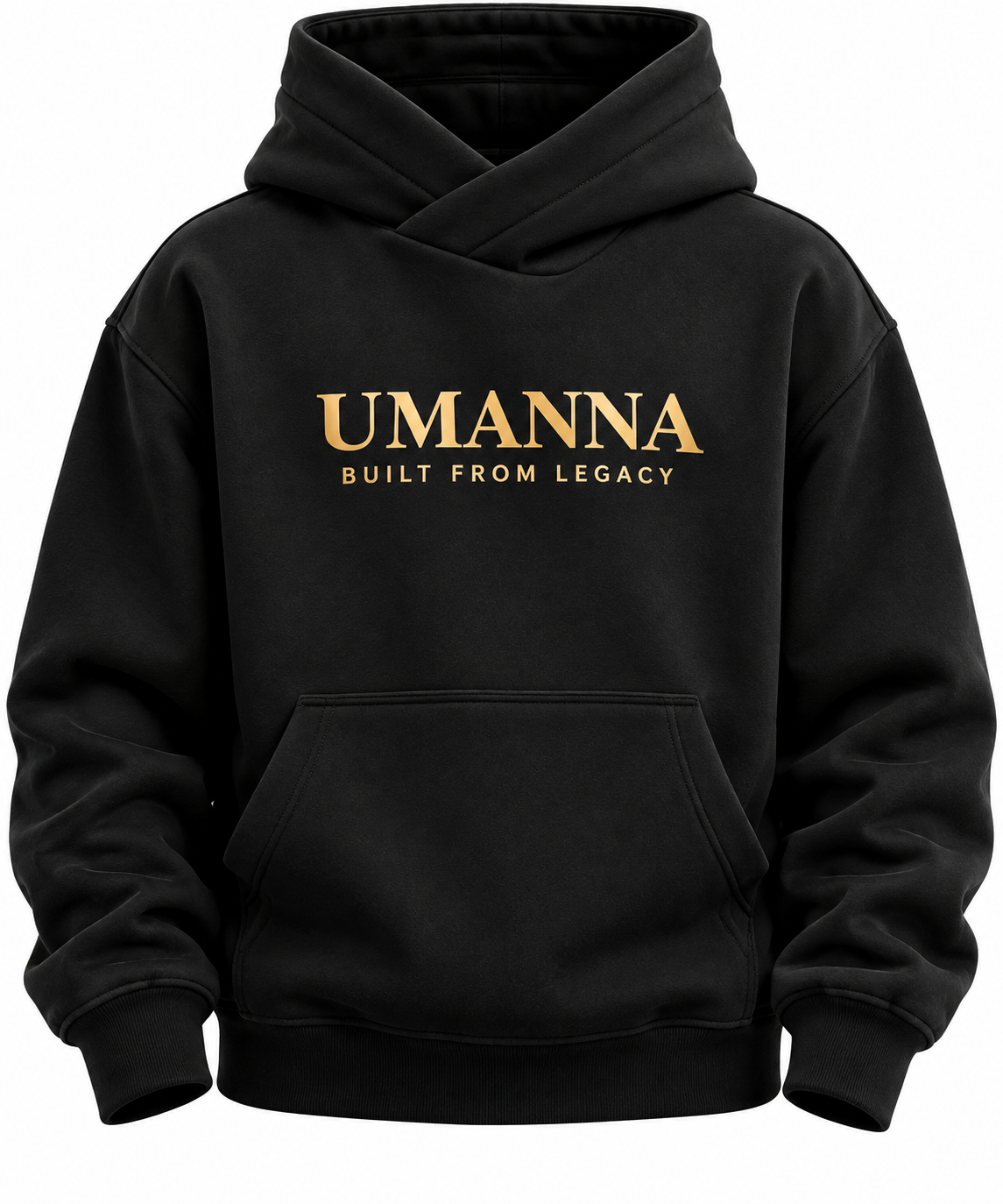 Black heavyweight UMANNA crossover hoodie